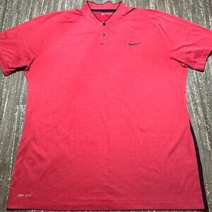 Nike Tiger Woods Collection TW DRI-FIT Blade Collar Golf Shirt Red Black Size XL